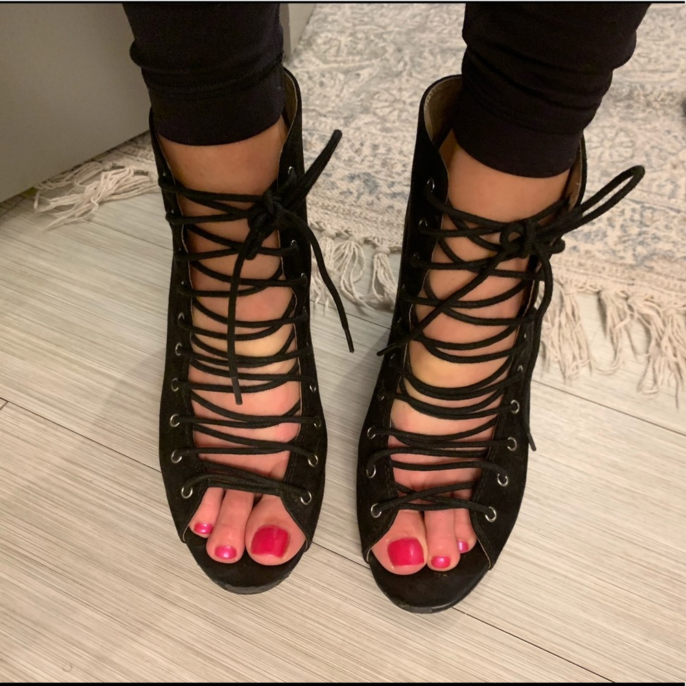 Black lace up heels